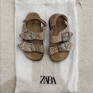 Zara Kids Floral Buckle Sandals - Pink and Blue